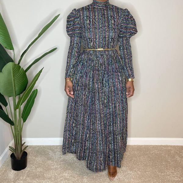 Vintage Royal Puff Sleeve Dress (S) 1