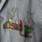 Vintage Teddy Bear Blue Striped Embroidered Shirt (XL) 4