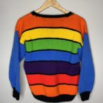 Retro Colorful Stripe Knit Sweater (S) 3
