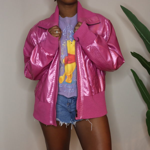 Pink faux leather Jacket (3XL) 1