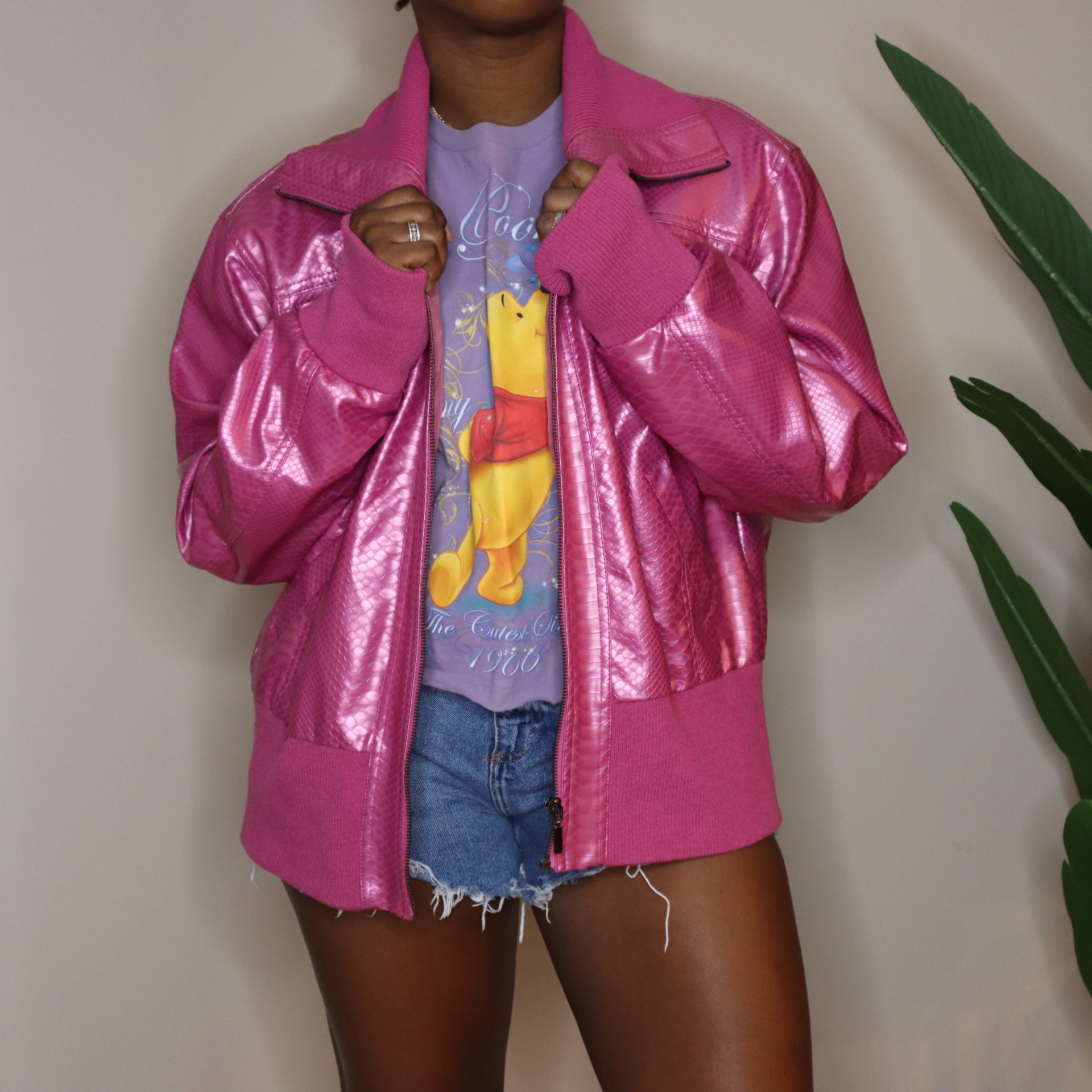 Pink Faux Leather Jacket (3XL) - MPC Vintage