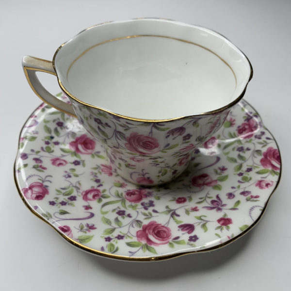 Vintage Rosina Floral Bone China Teacup and Saucer Set 1