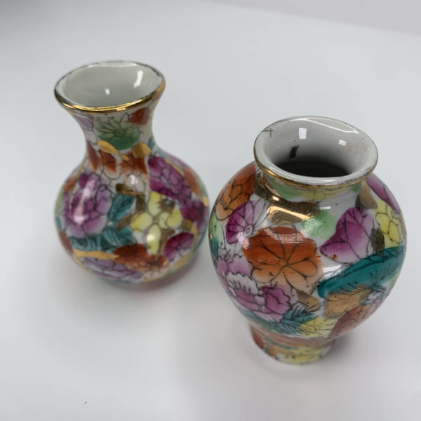 Two Vintage Chinese Miniature Floral Vases 1
