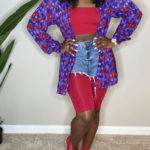 Vintage Sheer Purple & Red Blouse/ Coverup (M) 2