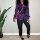 Purple Vintage Secretary Blouse (M) 2