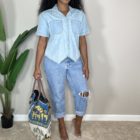 Vintage 90s LIZ Claiborne Cropped Denim Shirt (M) 4