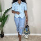Vintage 90s LIZ Claiborne Cropped Denim Shirt (M) 2