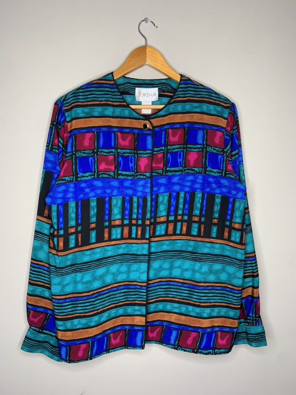 Vintage 80's Jordan Colorful Blouse (XL) 1