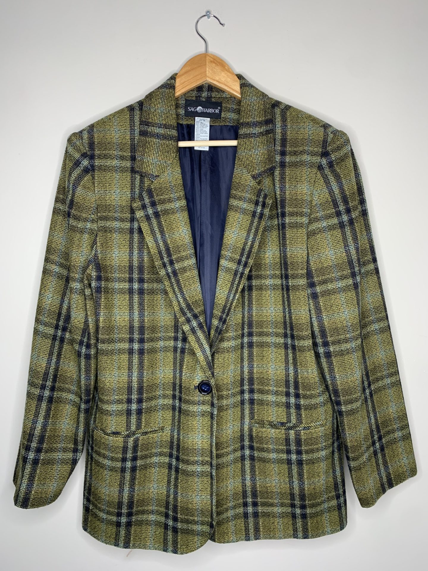 Military Green Plaid Blazer (XL) - MPC Vintage