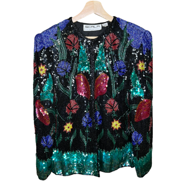 Scala Beaded Sequin Silk Blazer 1