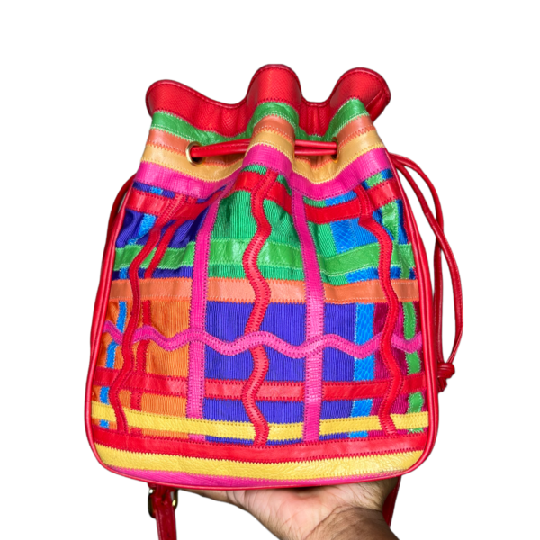 Vintage Jacqueline Ferrar Multi Color Drawstring Purse 1