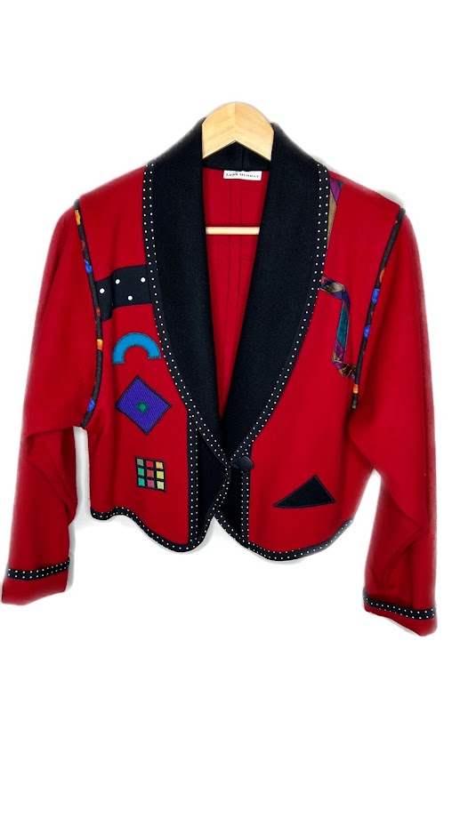 Vintage Lynn Murray "Art to Wear" Red Wool Jacket (M) 1